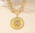 Geometric Lion Head Pendant Necklace