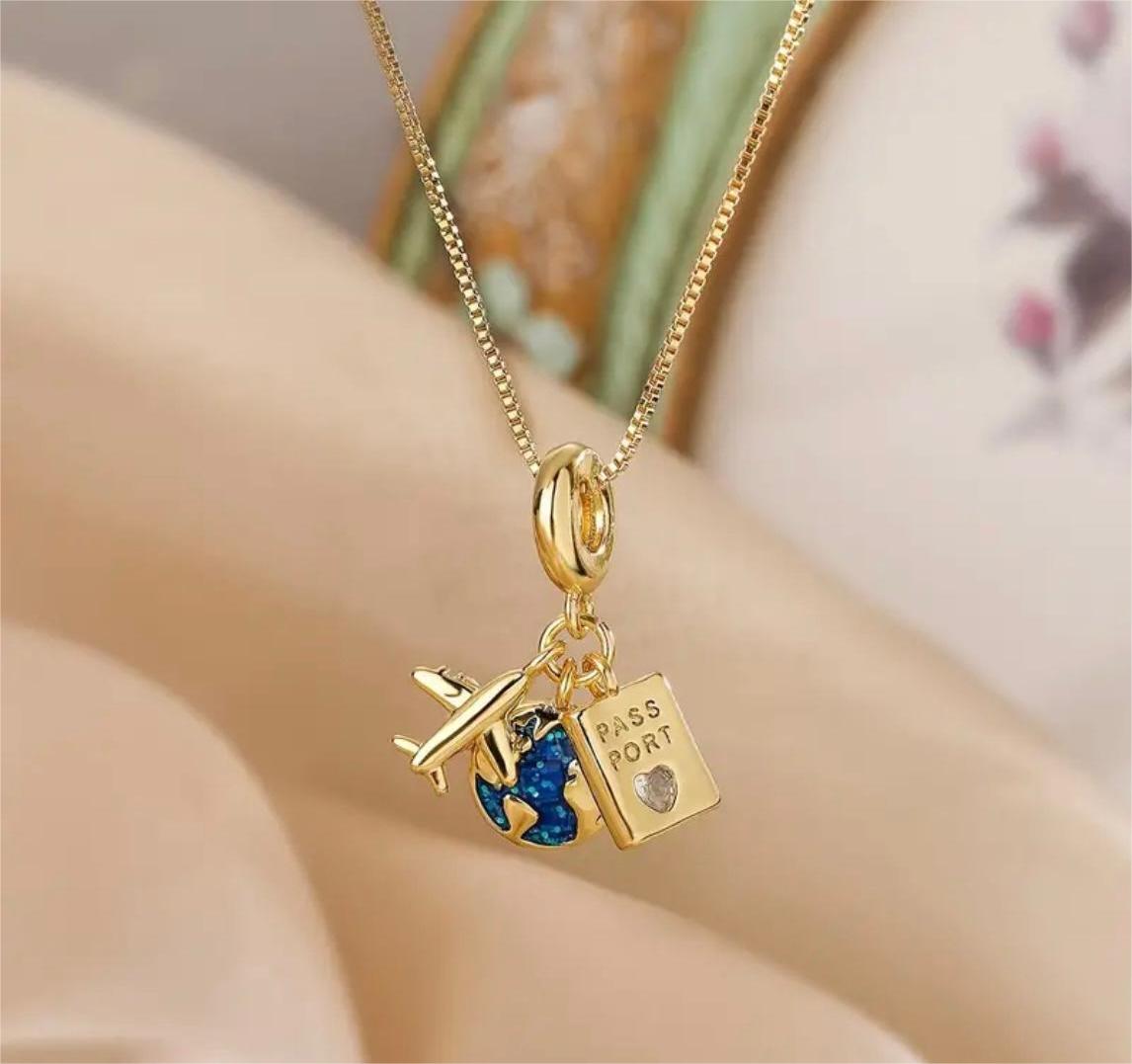 Elegant Travel-Themed Pendant Necklace