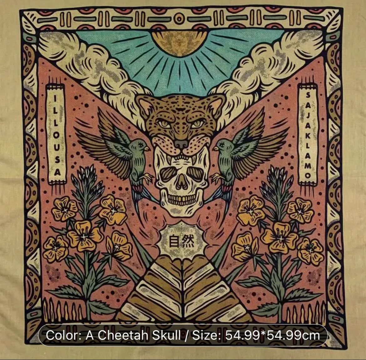 Hunting Leopard Skull Square Scarf Bandana