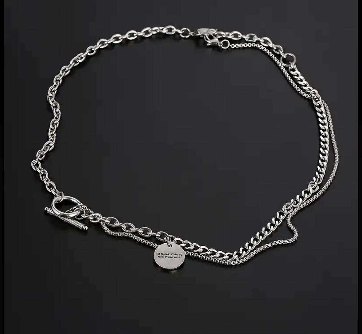 Trendy Silver Layered Chain Necklace