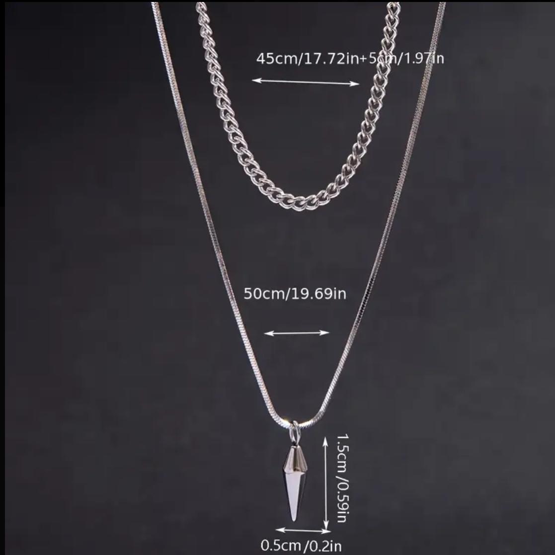 Silver Rivet Decor Hip two layer chain