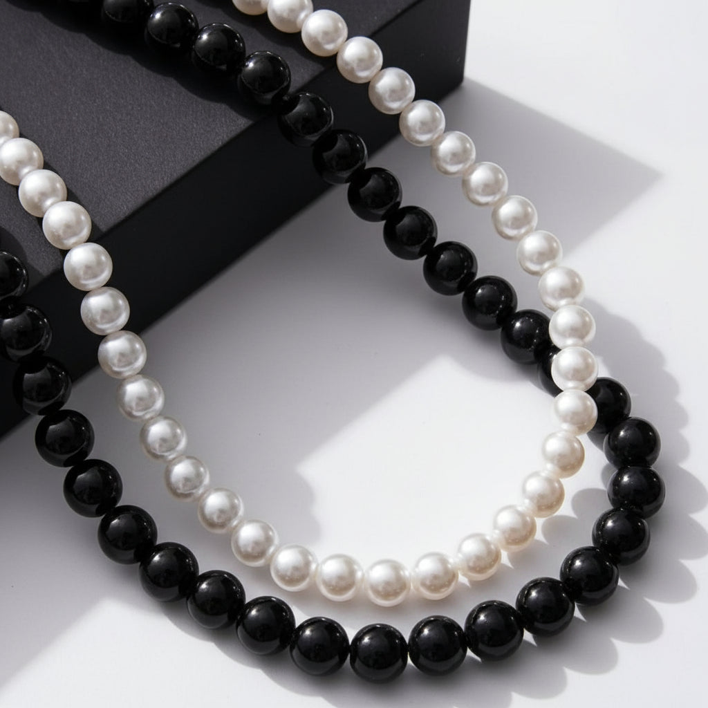 Classic White & Black/Grey Bead Design, Versatile Everyday Accessories, Durable and Easy to Care