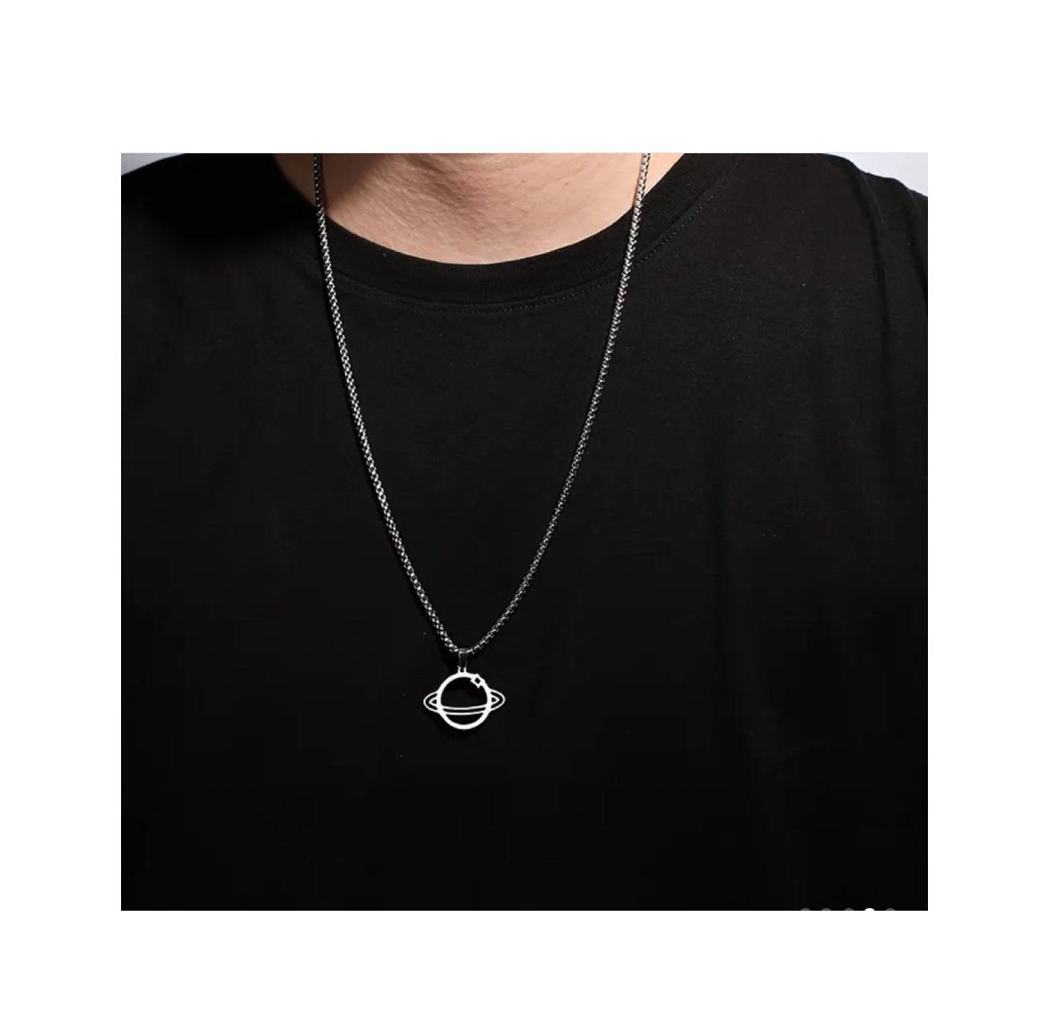 Minimalist Saturn Planet Pendant Necklace chain