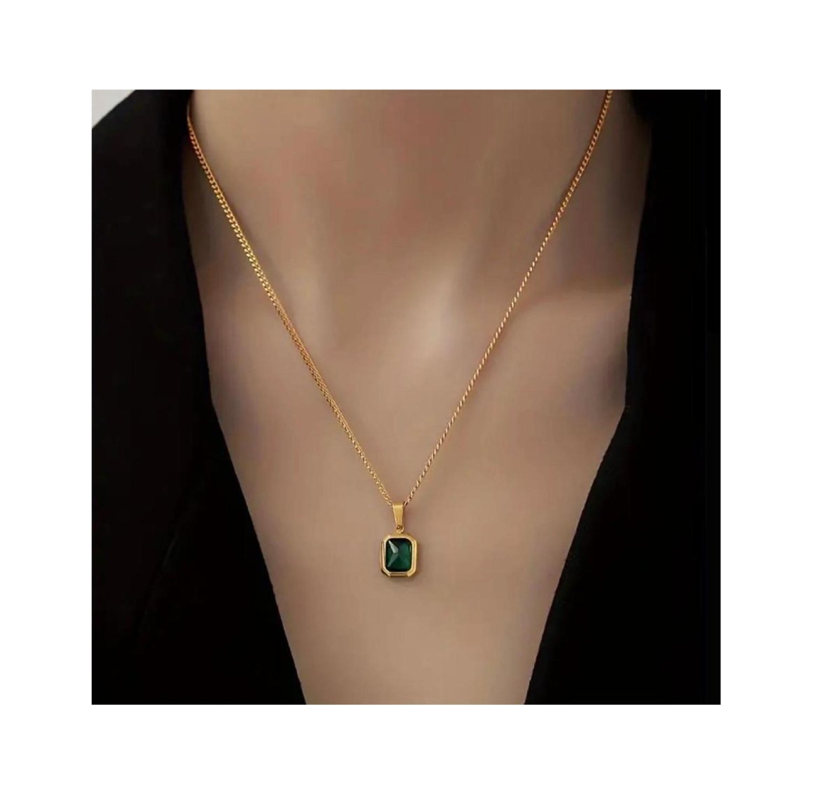 18k Gold Emerald chain