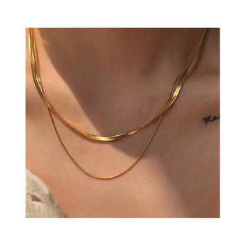 Snake Chain Necklace, Layered Necklace Dainty Flat Snake Chain