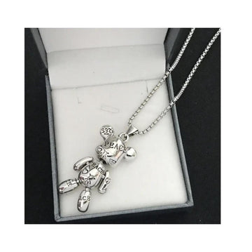 Printed Violent Bear Pendant Necklace chain
