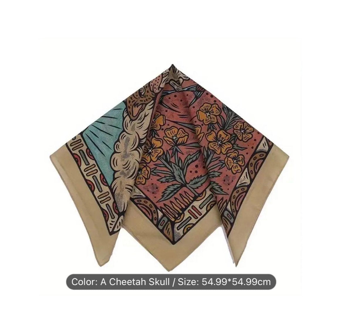 Hunting Leopard Skull Square Scarf Bandana