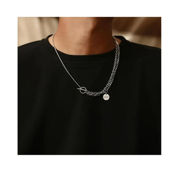 Trendy Silver Layered Chain Necklace