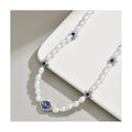 Elegant Pearl & Blue Stone Choker Necklace