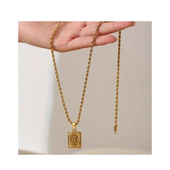 Gold Plated Titanium Alloy English Initial Letter Necklace chain