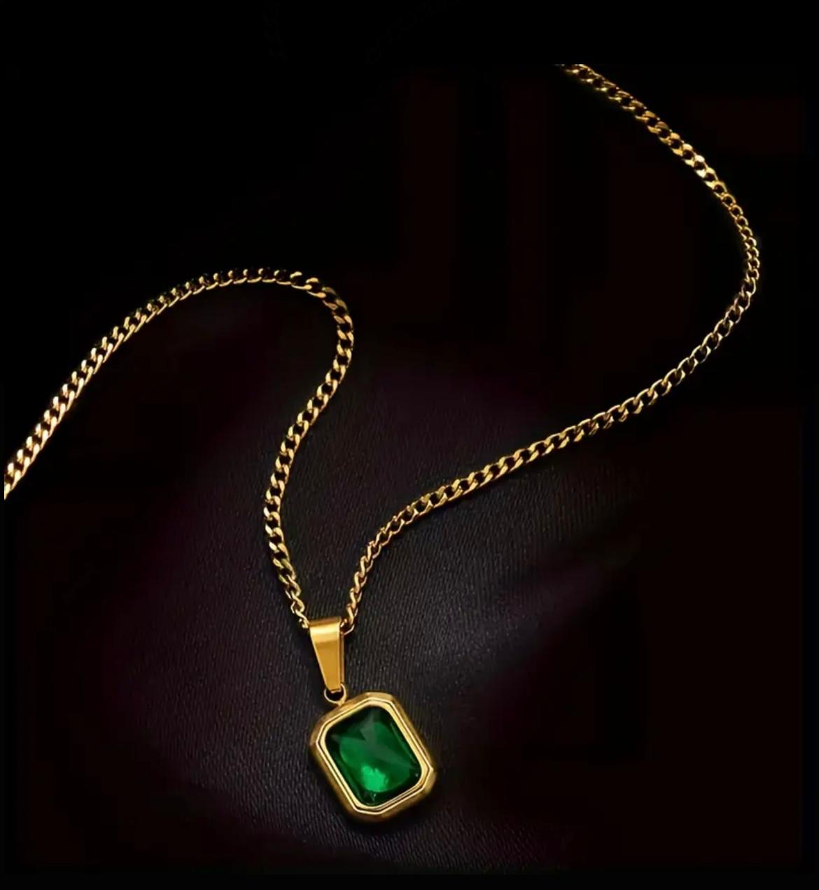 18k Gold Emerald chain